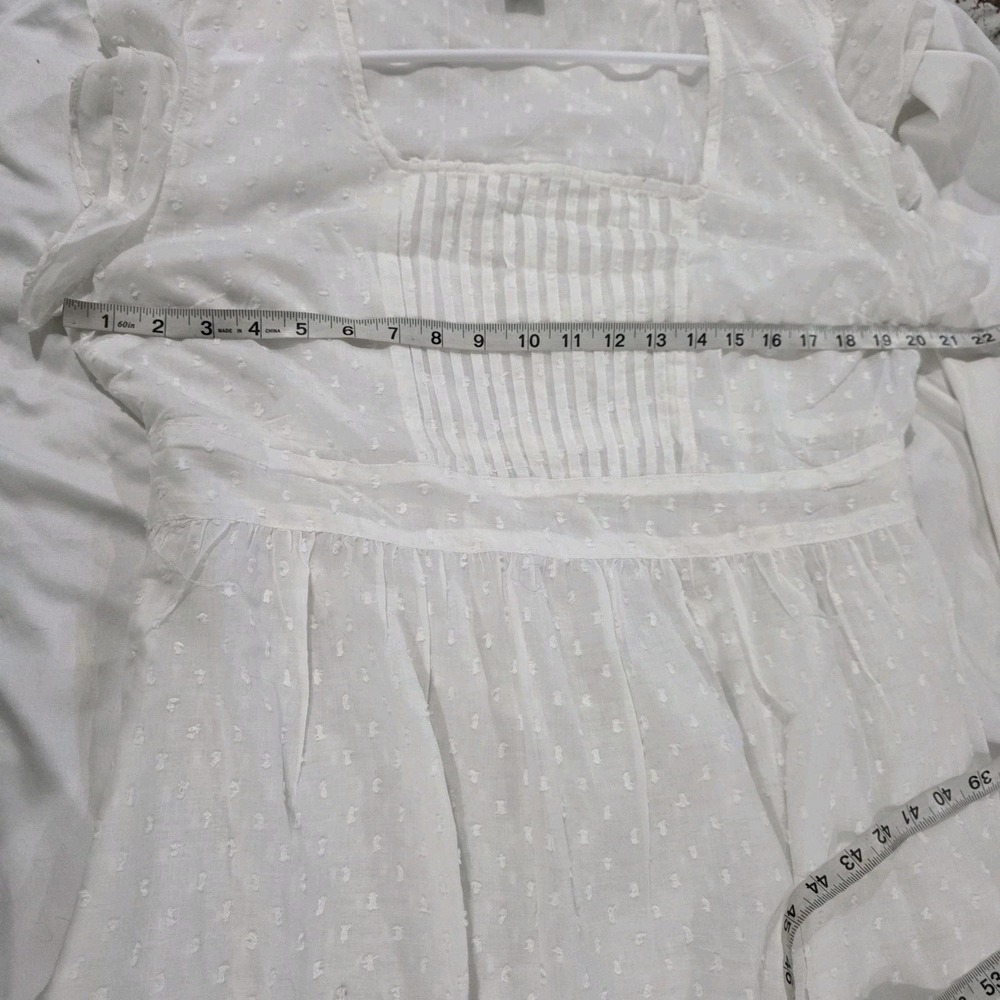 Jessica Taylor Womens Swiss Dot Top Size Large White Coastal Pleated Cowgirl - Picture 6 of 8